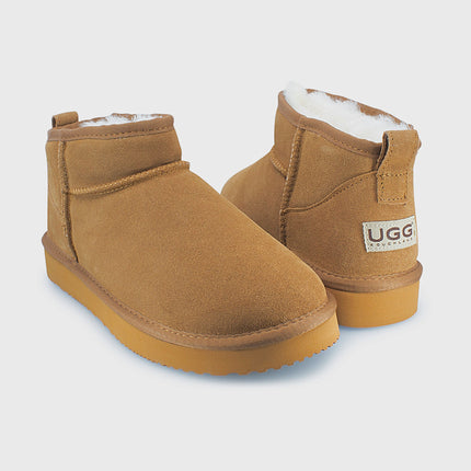 UGG Roughland® Water-Resistant Leather Suede Sheepskin Wool Ultra Mini Boots