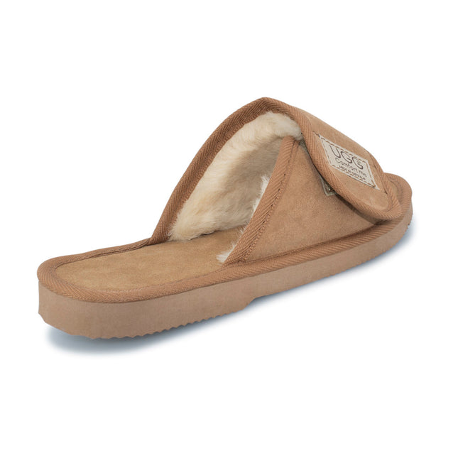 UGG Comfort Me® Australian Made Essential Sheepskin Water-Resistant Open Toe Strap Suede Scuffs