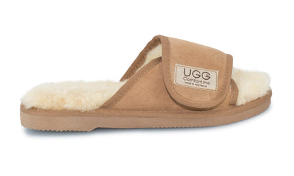 UGG Comfort Me® Australian Made Essential Sheepskin Water-Resistant Open Toe Strap Wool Scuffs