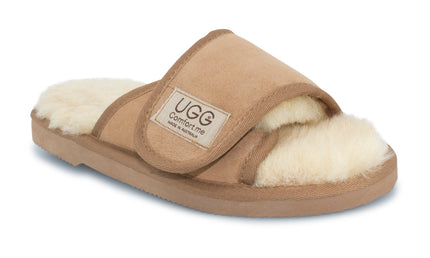 UGG Comfort Me® Australian Made Essential Sheepskin Water-Resistant Open Toe Strap Wool Scuffs
