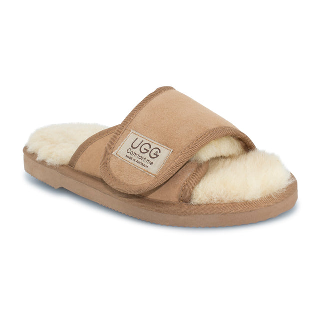 UGG Comfort Me® Australian Made Essential Sheepskin Water-Resistant Open Toe Strap Wool Scuffs