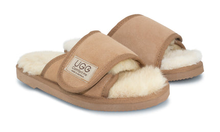 UGG Comfort Me® Australian Made Essential Sheepskin Water-Resistant Open Toe Strap Wool Scuffs