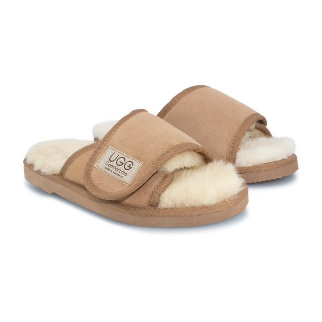 UGG Comfort Me® Australian Made Essential Sheepskin Water-Resistant Open Toe Strap Wool Scuffs