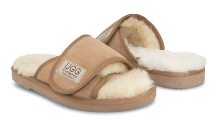 UGG Comfort Me® Australian Made Essential Sheepskin Water-Resistant Open Toe Strap Wool Scuffs