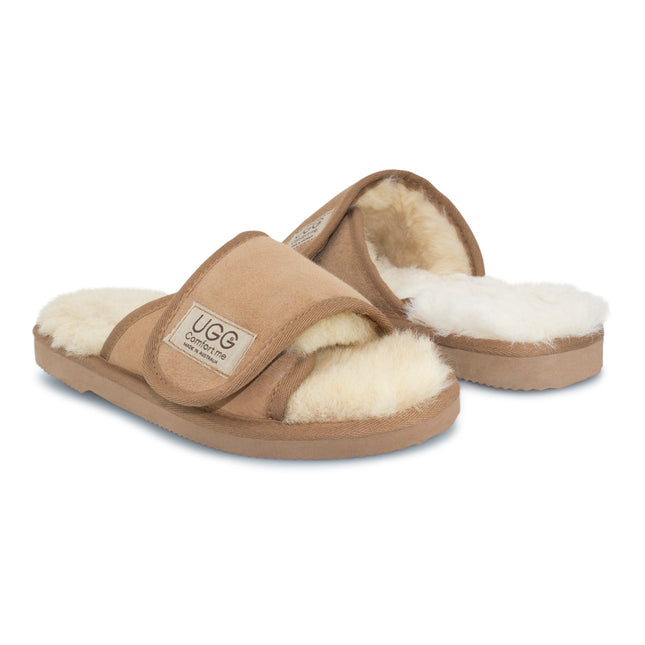 UGG Comfort Me® Australian Made Essential Sheepskin Water-Resistant Open Toe Strap Wool Scuffs