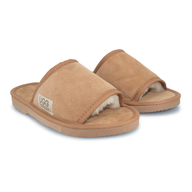 UGG Comfort Me® Australian Made Essential Sheepskin Water-Resistant Open Toe Suede Scuffs