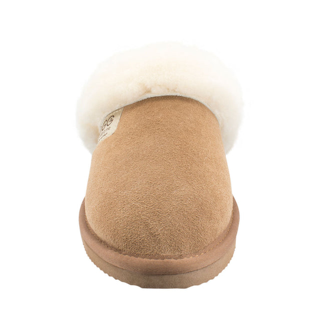 Comfort me UGG Australian Made Fur Trim Scuffs, Slippers are Made with Australian Sheepskin for Men & Women, Chestnut Colour 8