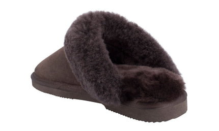 Comfort me UGG Australian Made Fur Trim Scuffs, Slippers are Made with Australian Sheepskin for Men & Women, Chocolate Colour 5