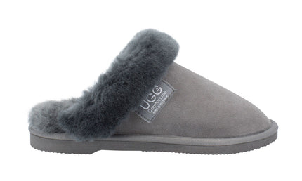 Comfort me UGG Australian Made Fur Trim Scuffs, Slippers are Made with Australian Sheepskin for Men & Women, Grey Colour 1