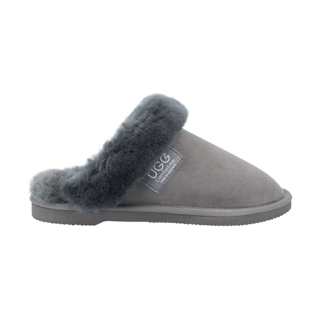 Comfort me UGG Australian Made Fur Trim Scuffs, Slippers are Made with Australian Sheepskin for Men & Women, Grey Colour 1