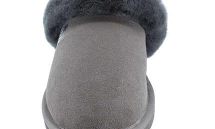 Comfort me UGG Australian Made Fur Trim Scuffs, Slippers are Made with Australian Sheepskin for Men & Women, Grey Colour 8