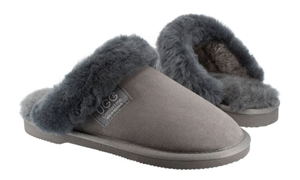 Comfort me UGG Australian Made Fur Trim Scuffs, Slippers are Made with Australian Sheepskin for Men & Women, Grey Colour 2