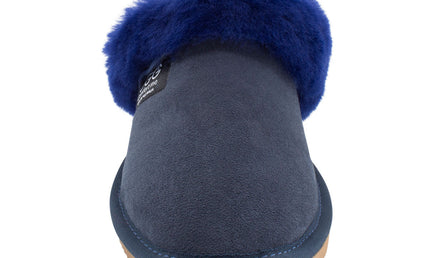 Comfort me UGG Australian Made Fur Trim Scuffs, Slippers are Made with Australian Sheepskin for Men & Women, Navy Colour 8