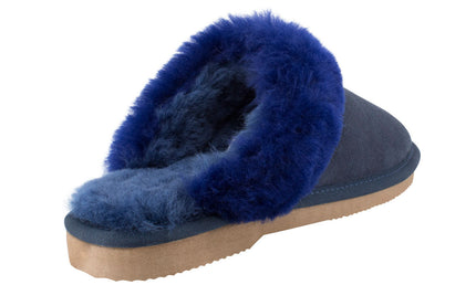 Comfort me UGG Australian Made Fur Trim Scuffs, Slippers are Made with Australian Sheepskin for Men & Women, Navy Colour 3