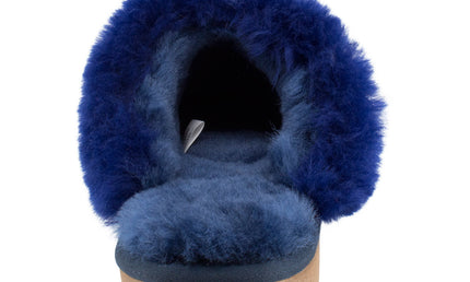 Comfort me UGG Australian Made Fur Trim Scuffs, Slippers are Made with Australian Sheepskin for Men & Women, Navy Colour 4
