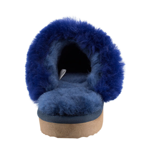 Comfort me UGG Australian Made Fur Trim Scuffs, Slippers are Made with Australian Sheepskin for Men & Women, Navy Colour 4