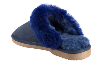 Comfort me UGG Australian Made Fur Trim Scuffs, Slippers are Made with Australian Sheepskin for Men & Women, Navy Colour 5
