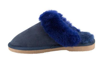 Comfort me UGG Australian Made Fur Trim Scuffs, Slippers are Made with Australian Sheepskin for Men & Women, Navy Colour 6