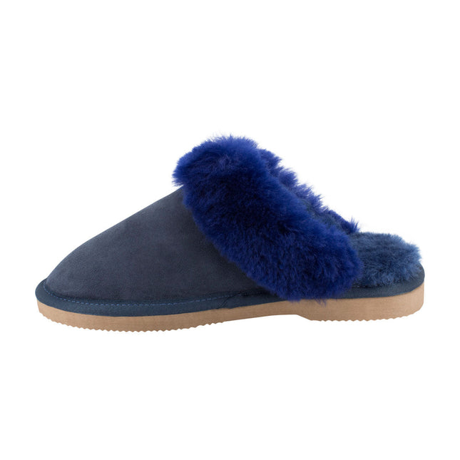 Comfort me UGG Australian Made Fur Trim Scuffs, Slippers are Made with Australian Sheepskin for Men & Women, Navy Colour 6