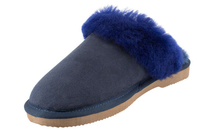 Comfort me UGG Australian Made Fur Trim Scuffs, Slippers are Made with Australian Sheepskin for Men & Women, Navy Colour 7