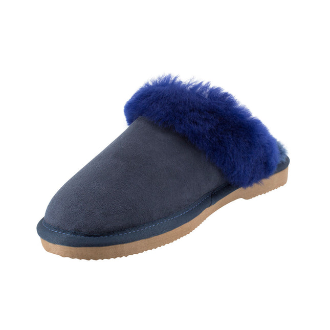 Comfort me UGG Australian Made Fur Trim Scuffs, Slippers are Made with Australian Sheepskin for Men & Women, Navy Colour 7