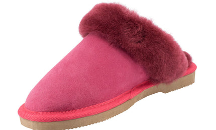 Comfort me UGG Australian Made Fur Trim Scuffs, Slippers are Made with Australian Sheepskin for Men & Women, Ruby Colour 7