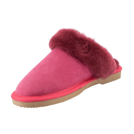 Comfort me UGG Australian Made Fur Trim Scuffs, Slippers are Made with Australian Sheepskin for Men & Women, Ruby Colour 7