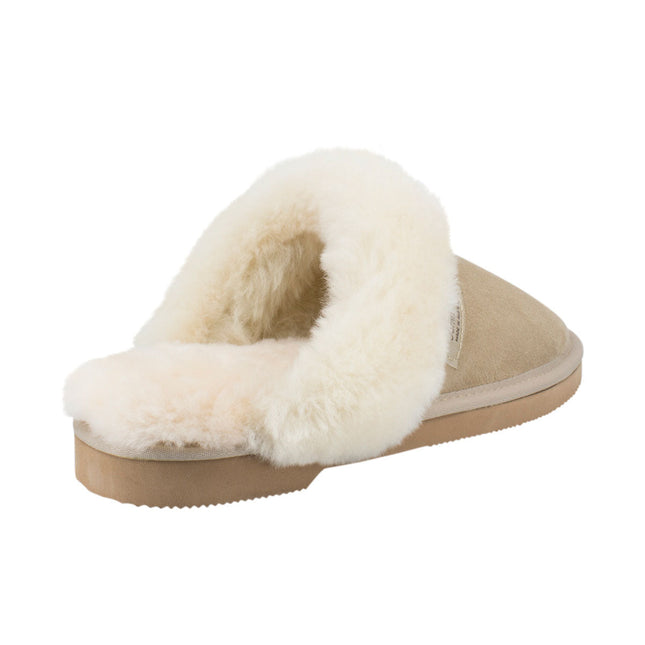 Comfort me UGG Australian Made Fur Trim Scuffs, Slippers are Made with Australian Sheepskin for Men & Women, Sand Colour 3