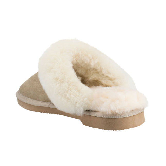 Comfort me UGG Australian Made Fur Trim Scuffs, Slippers are Made with Australian Sheepskin for Men & Women, Sand Colour 5