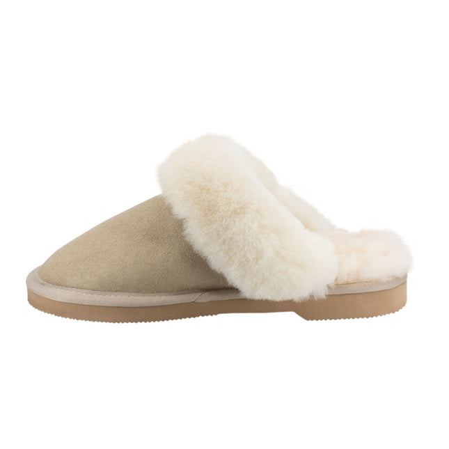 Comfort me UGG Australian Made Fur Trim Scuffs, Slippers are Made with Australian Sheepskin for Men & Women, Sand Colour 6