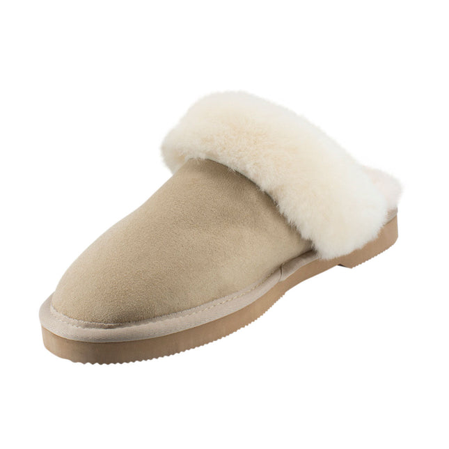 Comfort me UGG Australian Made Fur Trim Scuffs, Slippers are Made with Australian Sheepskin for Men & Women, Sand Colour 7