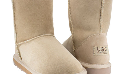 Comfort me UGG Australian Made Mid Classic Boots are Made with Australian Sheepskin for Men & Women, Sand Colour 1