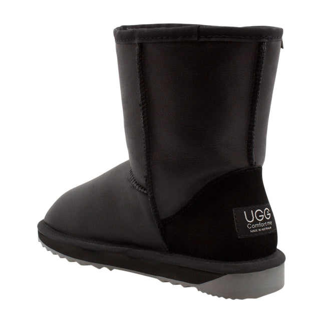 Comfort me UGG Australian Made Mid Classic NAPPA Leather Boots are Made with Australian Sheepskin for Men & Women, Black Colour 5