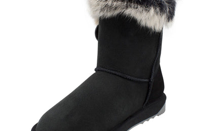 Comfort me UGG Australian Made Designer Fur Trim Boots are Made with Australian Sheepskin for Women, Black Colour 8