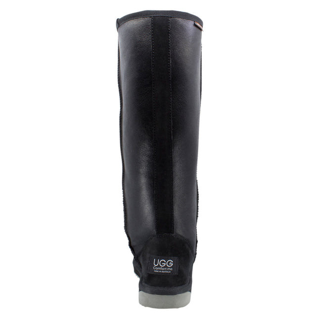 Comfort me UGG Australian Made NAPPA Knee High Classic Fashion Boots are Made with Australian Sheepskin for Women, Black Leather 3