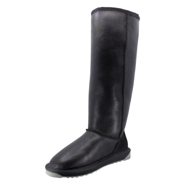 Comfort me UGG Australian Made NAPPA Knee High Classic Fashion Boots are Made with Australian Sheepskin for Women, Black Leather 6