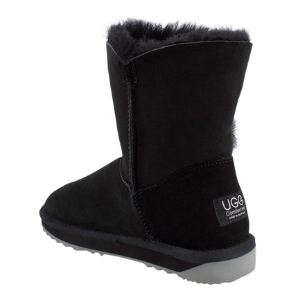 Comfort me UGG Australian Made Mid Button Boots are Made with Australian Sheepskin for Men & Women, Black Colour 6