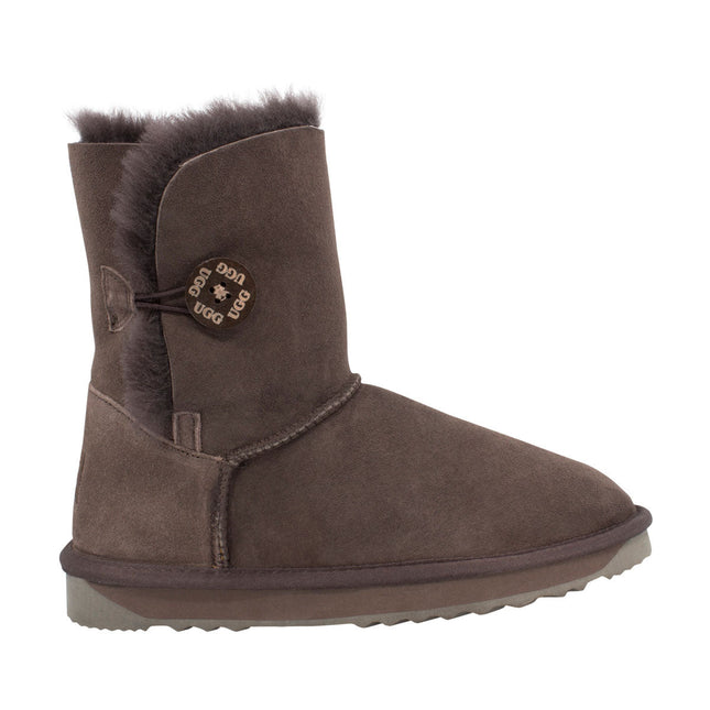 Comfort me UGG Australian Made Mid Button Boots are Made with Australian Sheepskin for Men & Women, Chocolate Colour 1