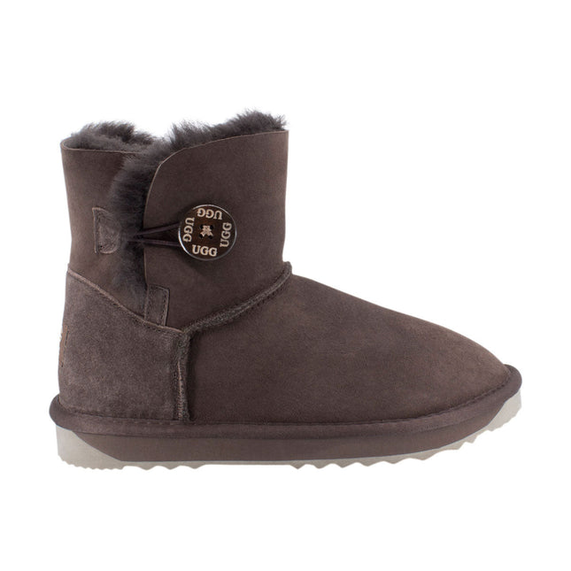 Ugg Platinum Mini Bailey Button Boot - Australian Made Chocolate / Us Men 4 Women 5 Eu 36 Uk 3 Short