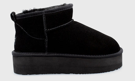 UGG Roughland® Water-Resistant Leather Suede Sheepskin Wool Ultra Mini Platform Boots
