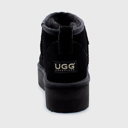 UGG Roughland® Water-Resistant Leather Suede Sheepskin Wool Ultra Mini Platform Boots