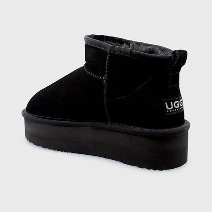 UGG Roughland® Water-Resistant Leather Suede Sheepskin Wool Ultra Mini Platform Boots