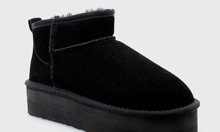 UGG Roughland® Water-Resistant Leather Suede Sheepskin Wool Ultra Mini Platform Boots