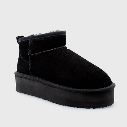 UGG Roughland® Water-Resistant Leather Suede Sheepskin Wool Ultra Mini Platform Boots