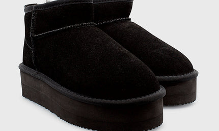 UGG Roughland® Water-Resistant Leather Suede Sheepskin Wool Ultra Mini Platform Boots