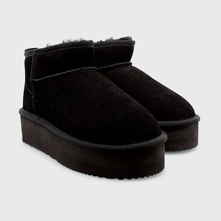 UGG Roughland® Water-Resistant Leather Suede Sheepskin Wool Ultra Mini Platform Boots