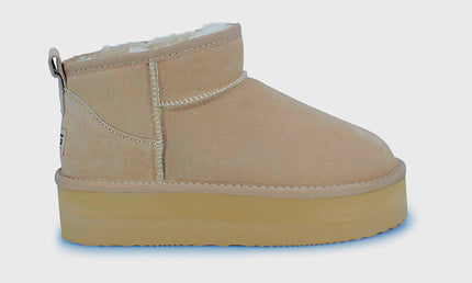UGG Roughland® Water-Resistant Leather Suede Sheepskin Wool Ultra Mini Platform Boots