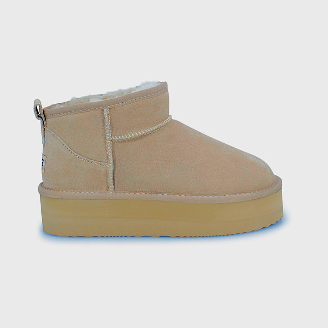 UGG Roughland® Water-Resistant Leather Suede Sheepskin Wool Ultra Mini Platform Boots