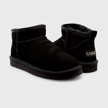 UGG Roughland® Water-Resistant Leather Suede Sheepskin Wool Ultra Mini Boots