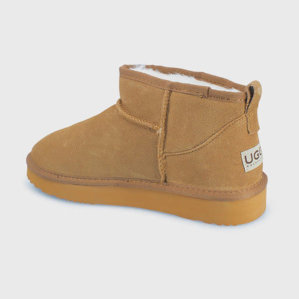 UGG Roughland® Water-Resistant Leather Suede Sheepskin Wool Ultra Mini Boots